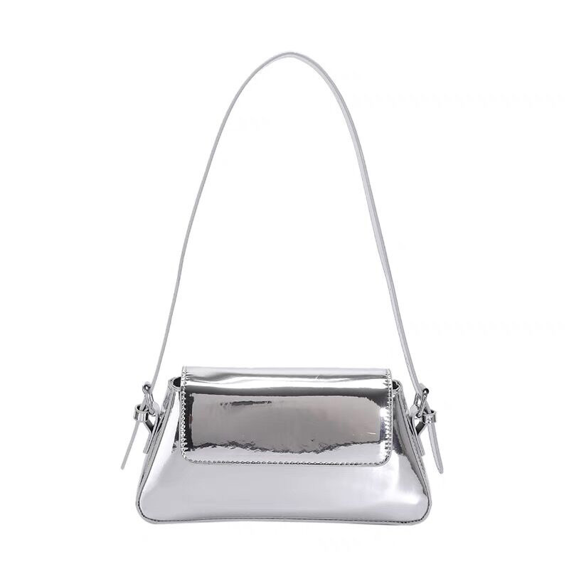 Women's Bag New European and American Fashion Patent Leather Women's Baguette Bag Textured Glossy Underarm High-end Shoulder Bag