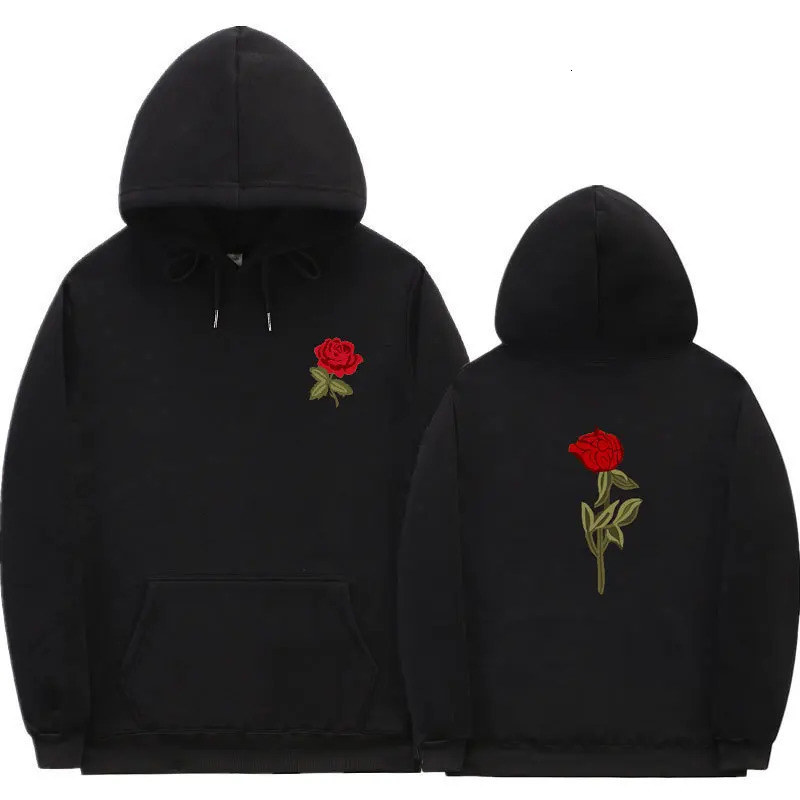 Spring and Autumn Street Hoodies Rose Simple Print Harajuku Fashion Mens Womens Sweaters 240718