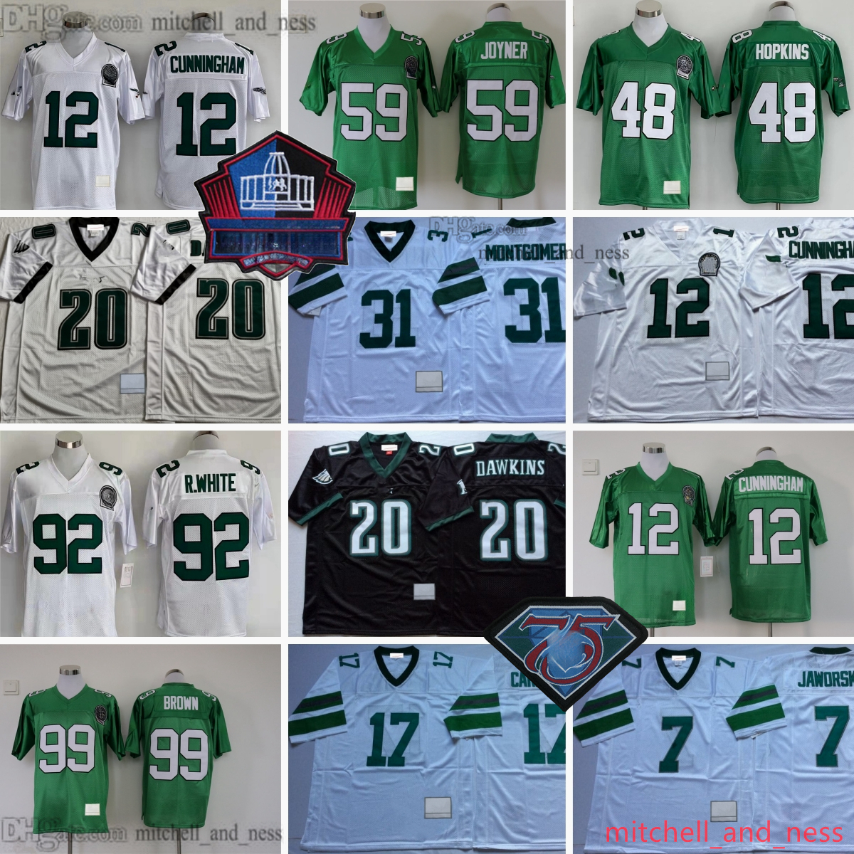 DIY Throwback Movie Football 12 Randall Cunningham Jersey 1989 Retro Reggie White Brian Dawkins Ron Jaworski Wilbert Montgomery Seth Joyner Jerome Borwn