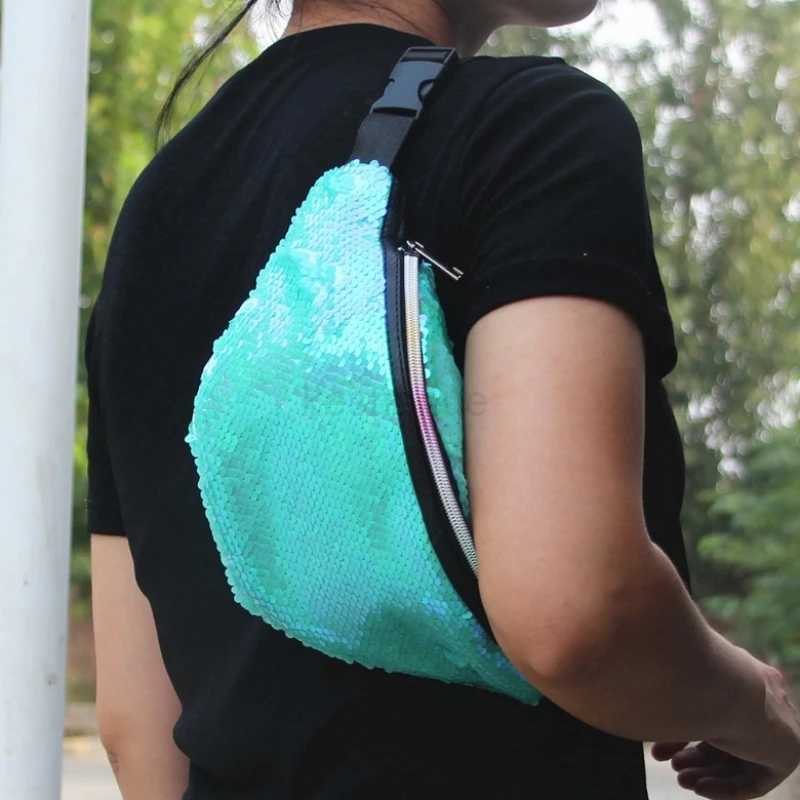 Sequins Waist Bag Women Crossbody Bags Ladies Fanny Pack for Women Luxury Handbag Bum Belt Chest Bag Female Waist PacksXJ240720