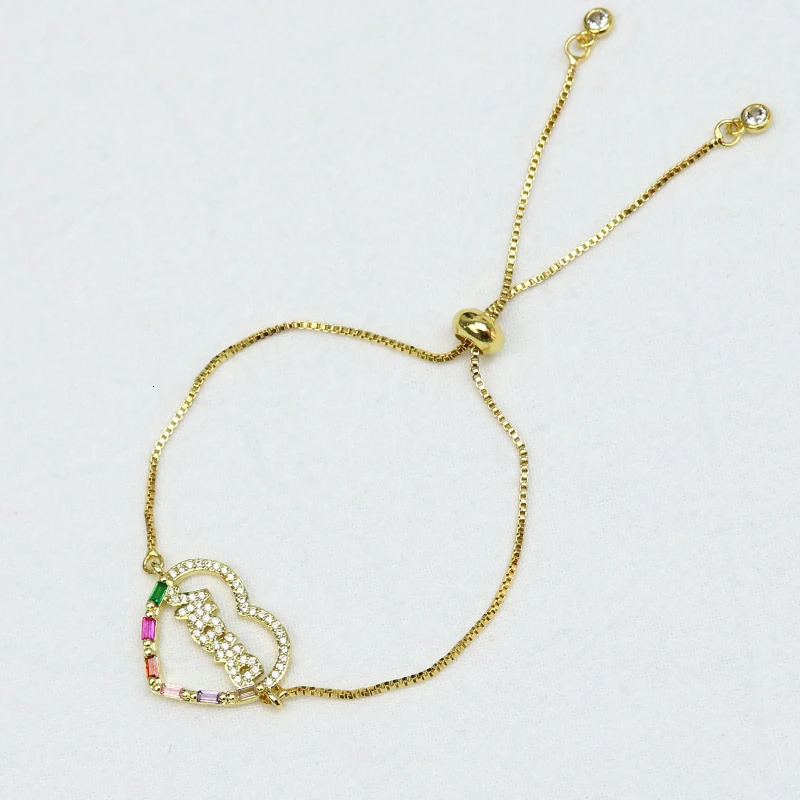 10 Pcs Mama charms Bracelet 18k Gold Plated Mothers Day Series Zircon Jewelry Bracelet Mother Gift 40004 240719