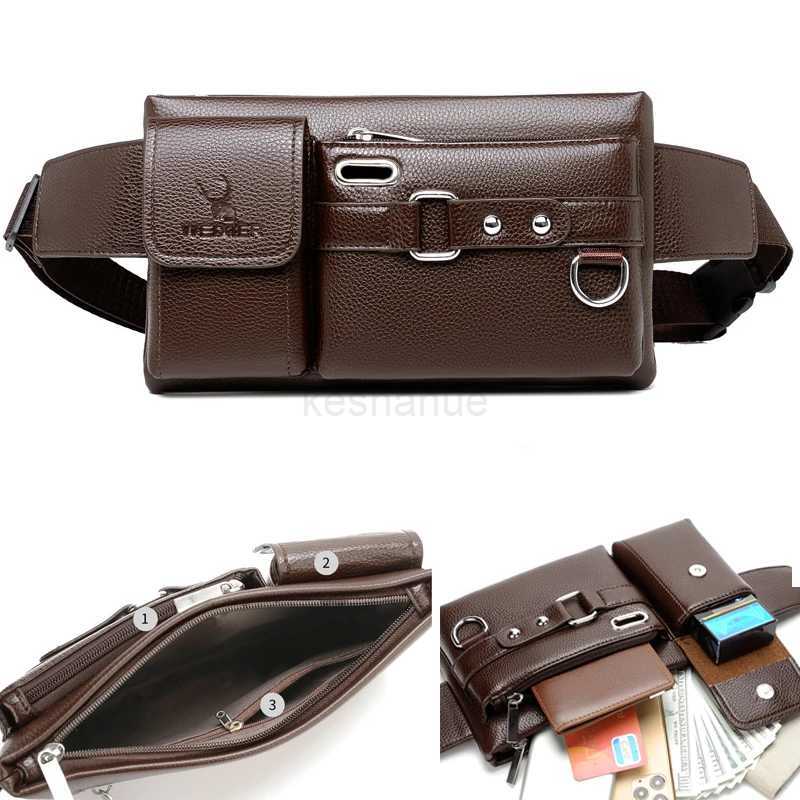 Bag for Men Waist Bag Shoulder Bag PU Leather Belly Waterproof Male Fanny Pack Male Belt Bag Multifunction Chest BagXJ240720