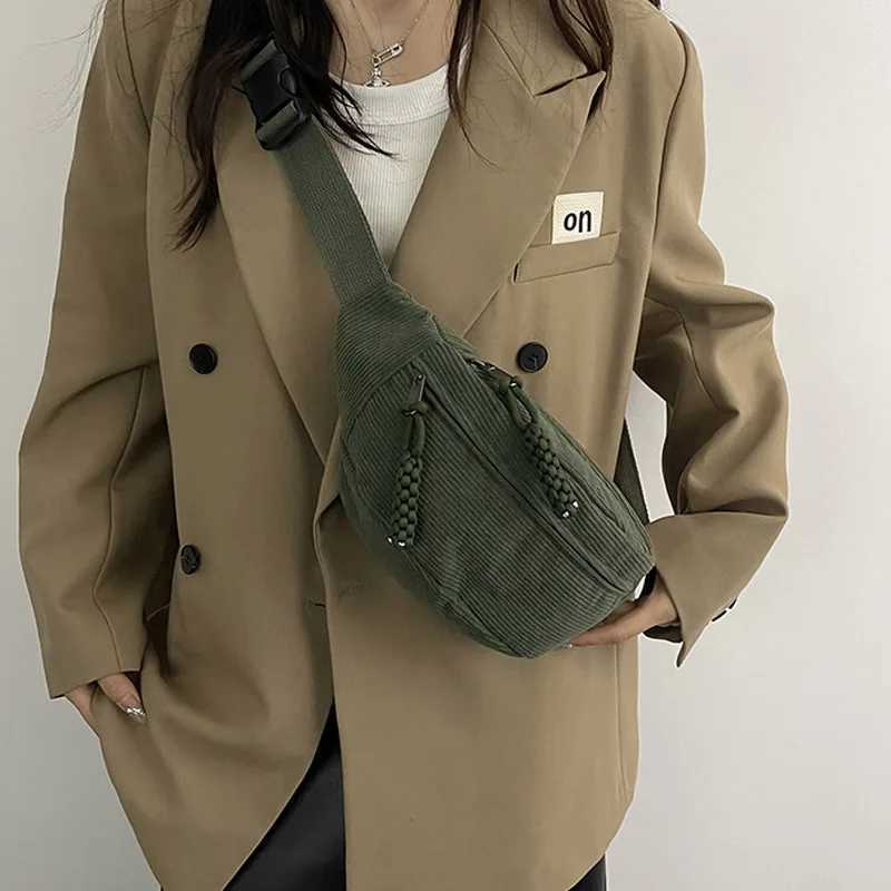 Casual Corduroy Belt Bags for Women Fashion Fanny Pack Female Banana Waist Bag Hip Purse Shoulder Crossbody Chest Bag PocketXJ240720