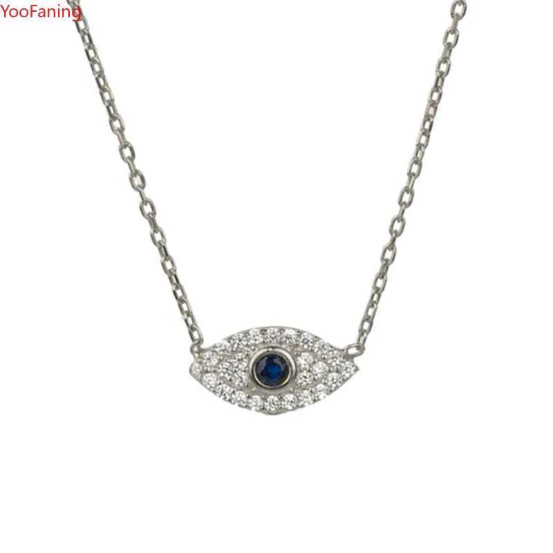 Pendant Necklaces YooFaning 925 Sterling Silver Gold Chain Crystal Zirconia Evil Eye Necklace Diamond Anniversary Gift Wedding Girl Huggie JewelryL246