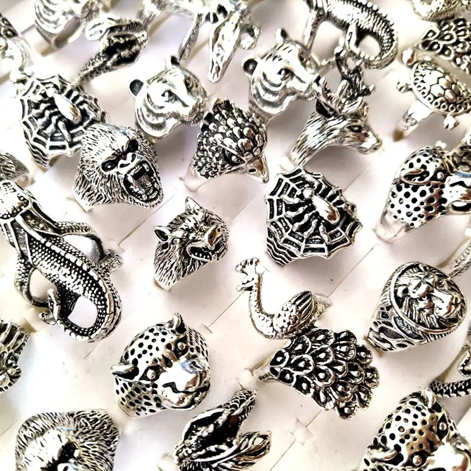 10/30/50 Exaggeration Mens Punk Rock Animal Metal Ring Style Top of the line Mixed Mens Jewelry 240710