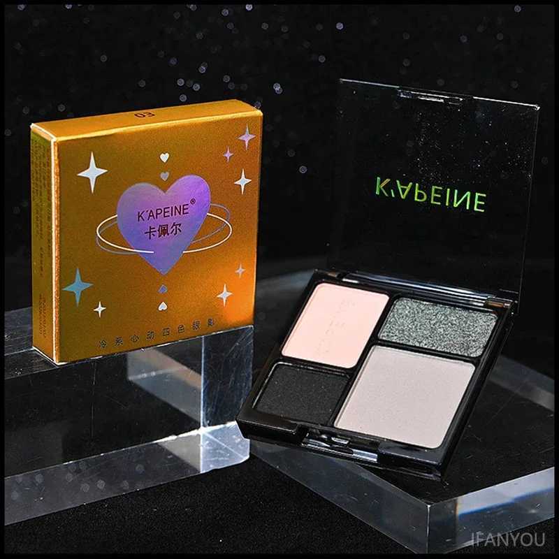 4-color cold tone eye shadow palette black smoke eye shadow matte flash shimmer paletteW240730