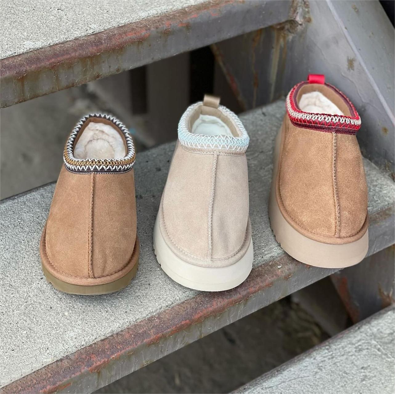 Womens Tazz Slippers Tasman Fur Slides Classic Mustard Seed Sand Ultra Mini Platform Boot Slip-on Les Petites Suede Wool Seal Winter women size35-43 men size 40-47