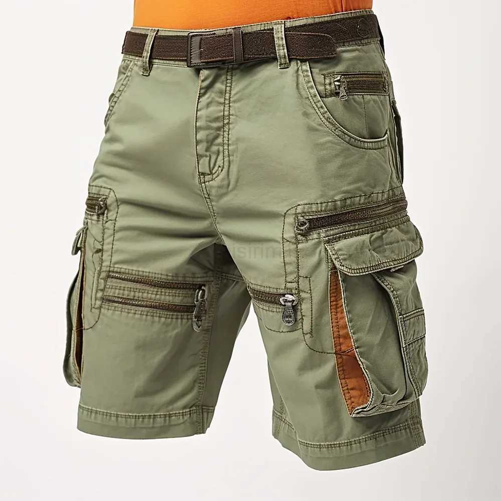 Man Cargo Shorts Stretch Washed Vintage Have Belted and Pockets M240720