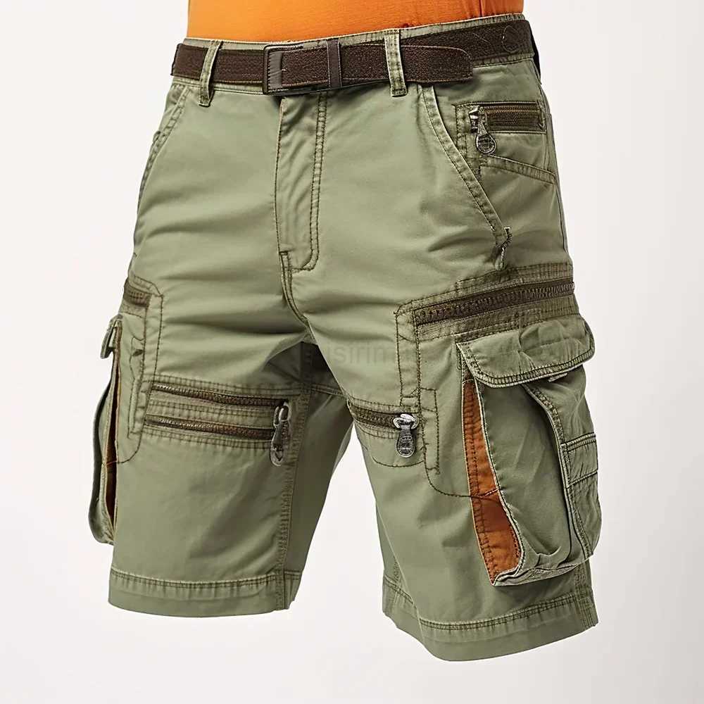 Man Cargo Shorts Stretch Washed Vintage Have Belted and Pockets M240720