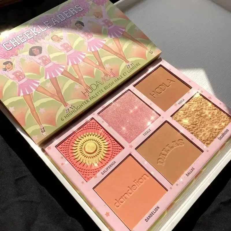6 color eye shadow palette flash powder blusher tray matte face powder blusher makeup contour highlight kawaii eye shadow setW240730
