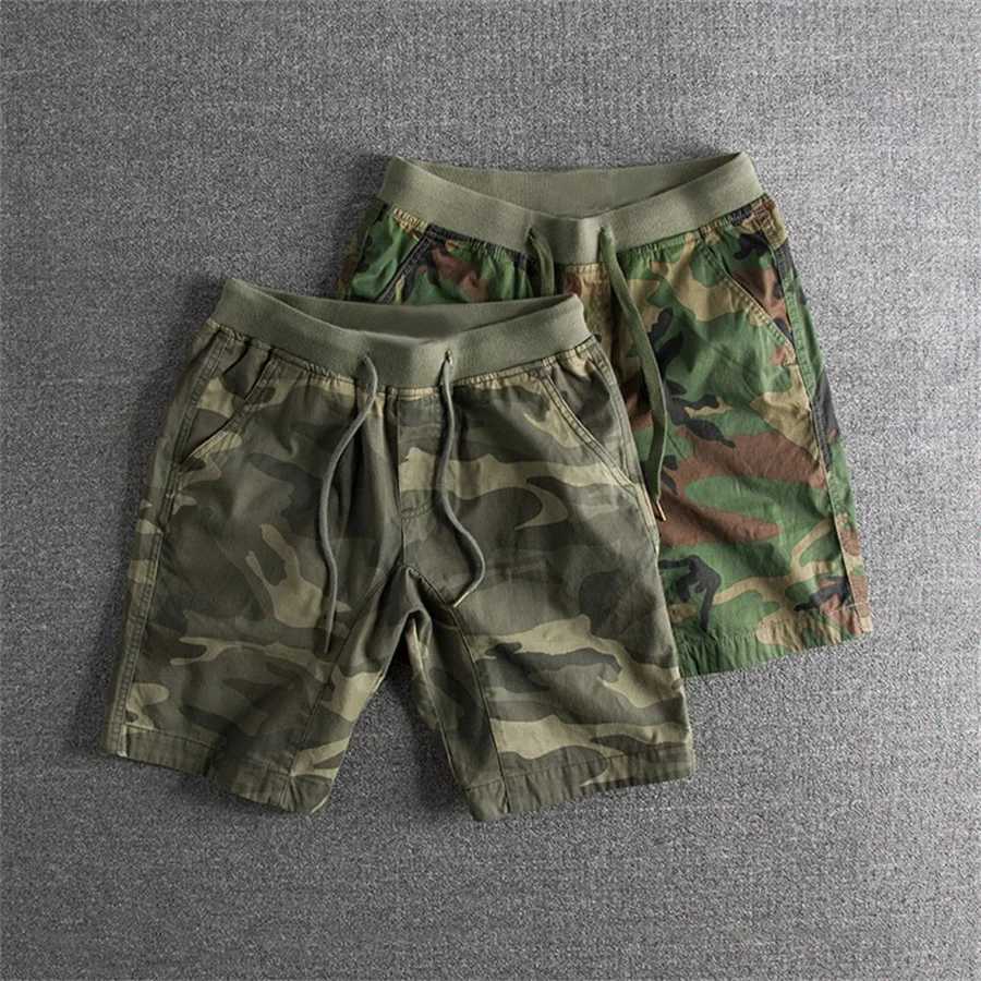 2024 Summer Men Camouflage Shorts Casual Elastic Waist Comfort Loose Jogging Pants Cotton Cargo Gym Running Shorts Beach Pants M240720