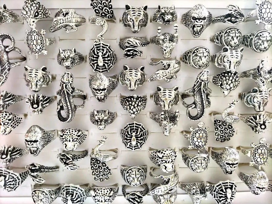 10/30/50 Exaggeration Mens Punk Rock Animal Metal Ring Style Top of the line Mixed Mens Jewelry 240710