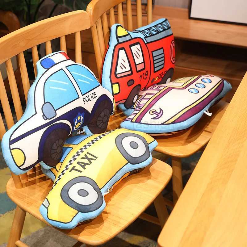 Cartoon Police Car Fire Truck Excavator Plush Toys Stuffed Doll Hug Pillows Chair Cushion Kids Children Boys Gifts Room DecorB270720