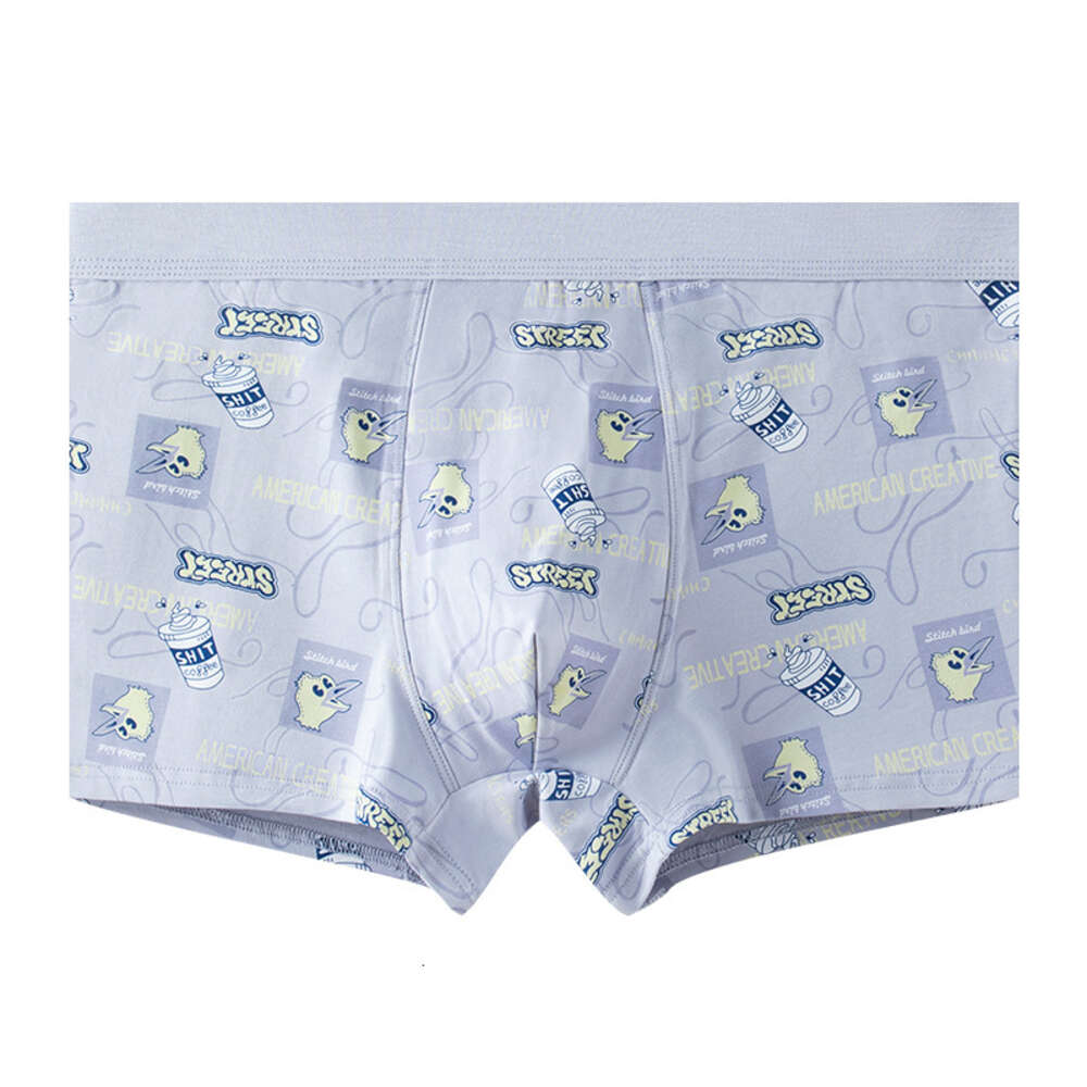 Men's with Personalized Trendy Cotton Printing, Breathable and Antibacterial Inner Crotch, Teenagers' Mid Waist Underwear, Men's Underw