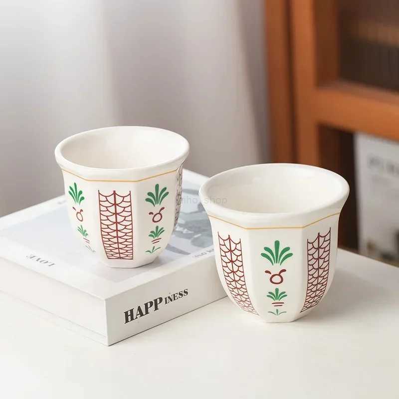 Mugs 180ml/250ml Espresso Ceramic Cup Middle Eastern style Garland Hand Held Anti-scald Latte Cappuccino Coffee Mugs Teacup Xmas GiftB240720 CL250214