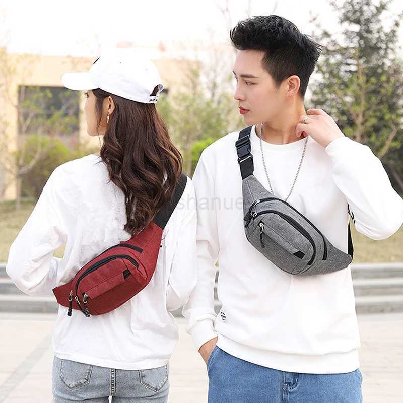 1Pc Fashion Men Women Waist Bag Crossbody Bag Canvas Casual Purse Large Phone Belt Bag Pouch Outdoor Travel Phone BagXJ240720