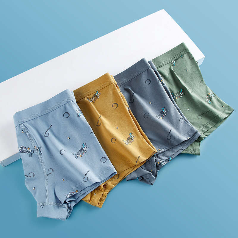 50S Pure Cotton Fashionable Printed Flat Corner Pants 3DU Convex Large Space Youth Development Period Men's Underwear Boxer Panties Boxers Sexy M
