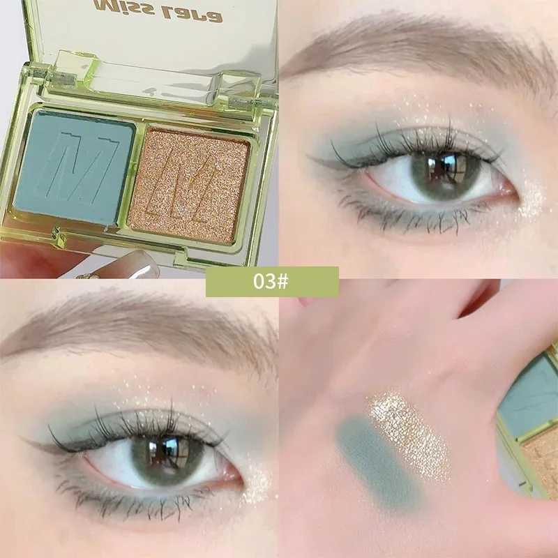 Two-tone Eyeshadow Palette Pearl Matte Mint Green Eyes Socket Painting Shadow Pigment Powder Eye Contour Korean Makeup Cosmetics zxx240720