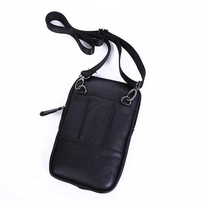 Mens Genuine Leather Waist Packs Bolsas Phone Pouch Bags Men Handbag Bag Small Chest Shoulder Belt Bag Crossbody Leather BagsXJ240720