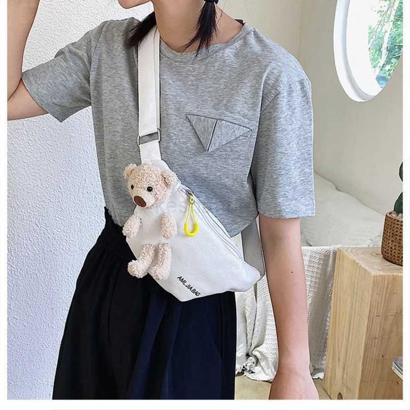 Womens New Fashion Canvas Waist Bags Letter Bear Large Capacity Designer Crossbody Belt Bags Banana Hip Money Pouch Chest BagsXJ240720