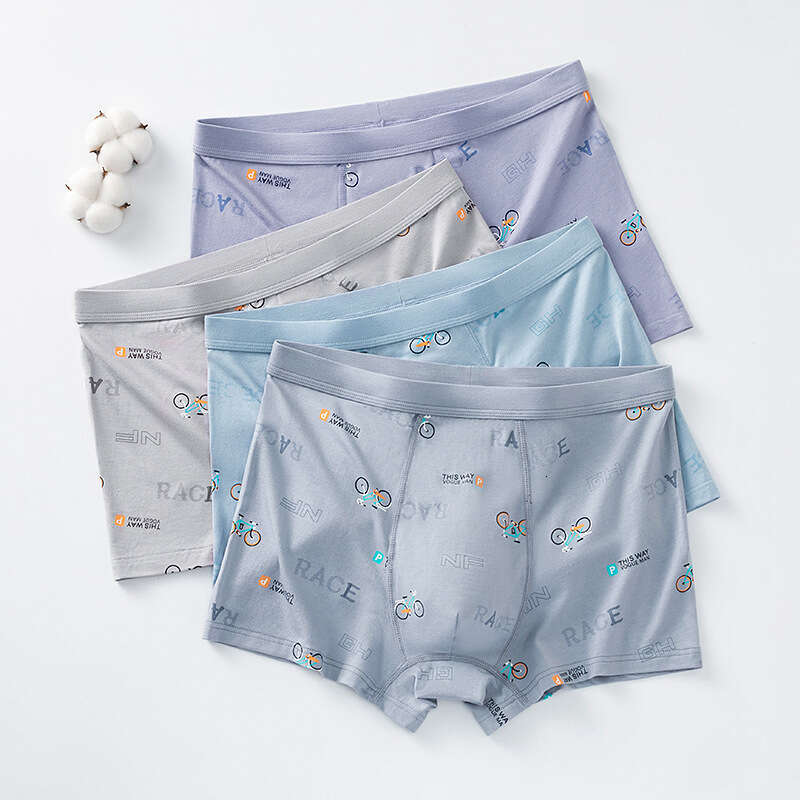 Fashionable Printed Underwear for Teenagers During Their Developmental Period, Men's U-shaped Protruding Large Space Cotton Student Boxer Shorts 