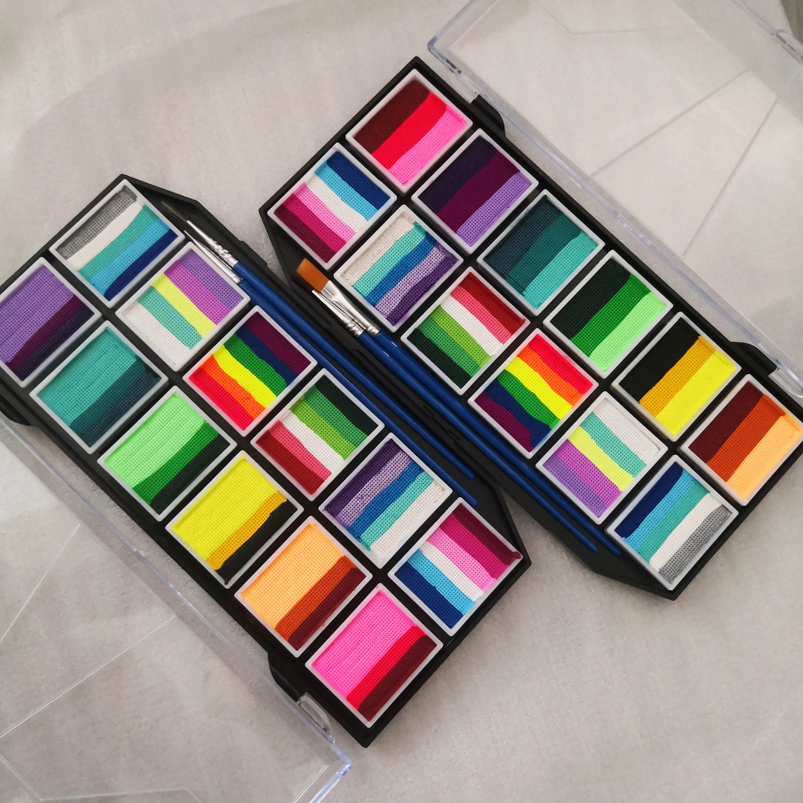 Professional Water Based Rainbow One Stroke 12 Color Split Cake Face Paint Palette for Kids DIY 240712
