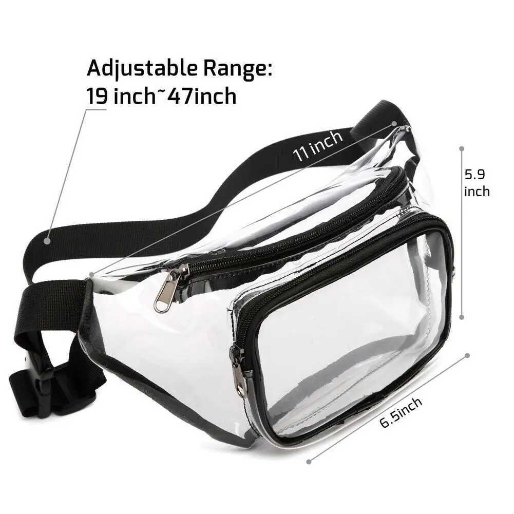 PVC Women Waist Fanny Pack Belt Bag Hip Bum Bag Clear Transparent Chest PouchXJ240720