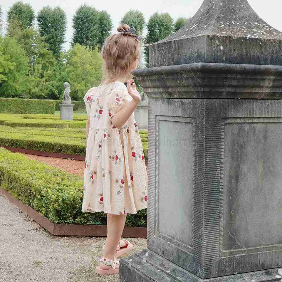 Girls Dresses 2024 Summer New Printed Fashion Dresses Cotton Cute Short Sleeve Suit Baby Cr ling Clothes Childrens ClothingXJ240720
