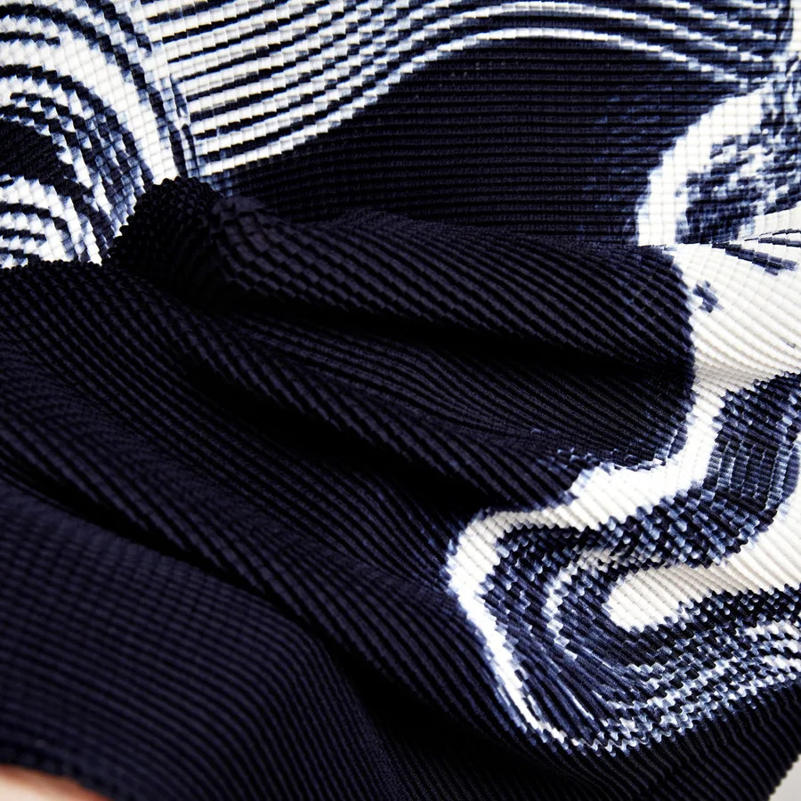 Miyake Runway Two Piece Set Women Flower Print High Stretchy Pullover TShirts Pleated Long Skirts Suit Female Outfits 240710