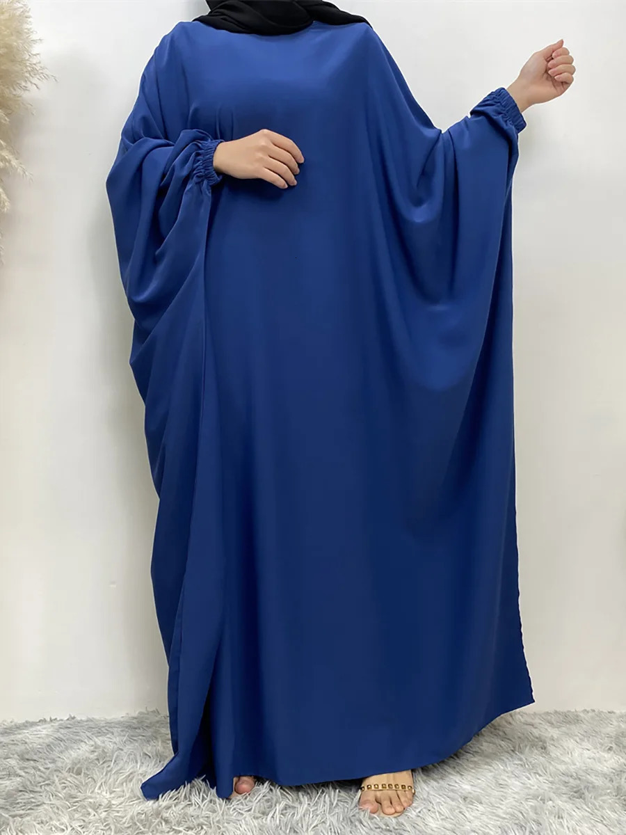 Ramadan Abaya For Muslim Women Bat Sleeve Loose Turkey Solid Color Djellaba Islamic Prayer Dresses Dubai Moroccan Caftan Woman 240712