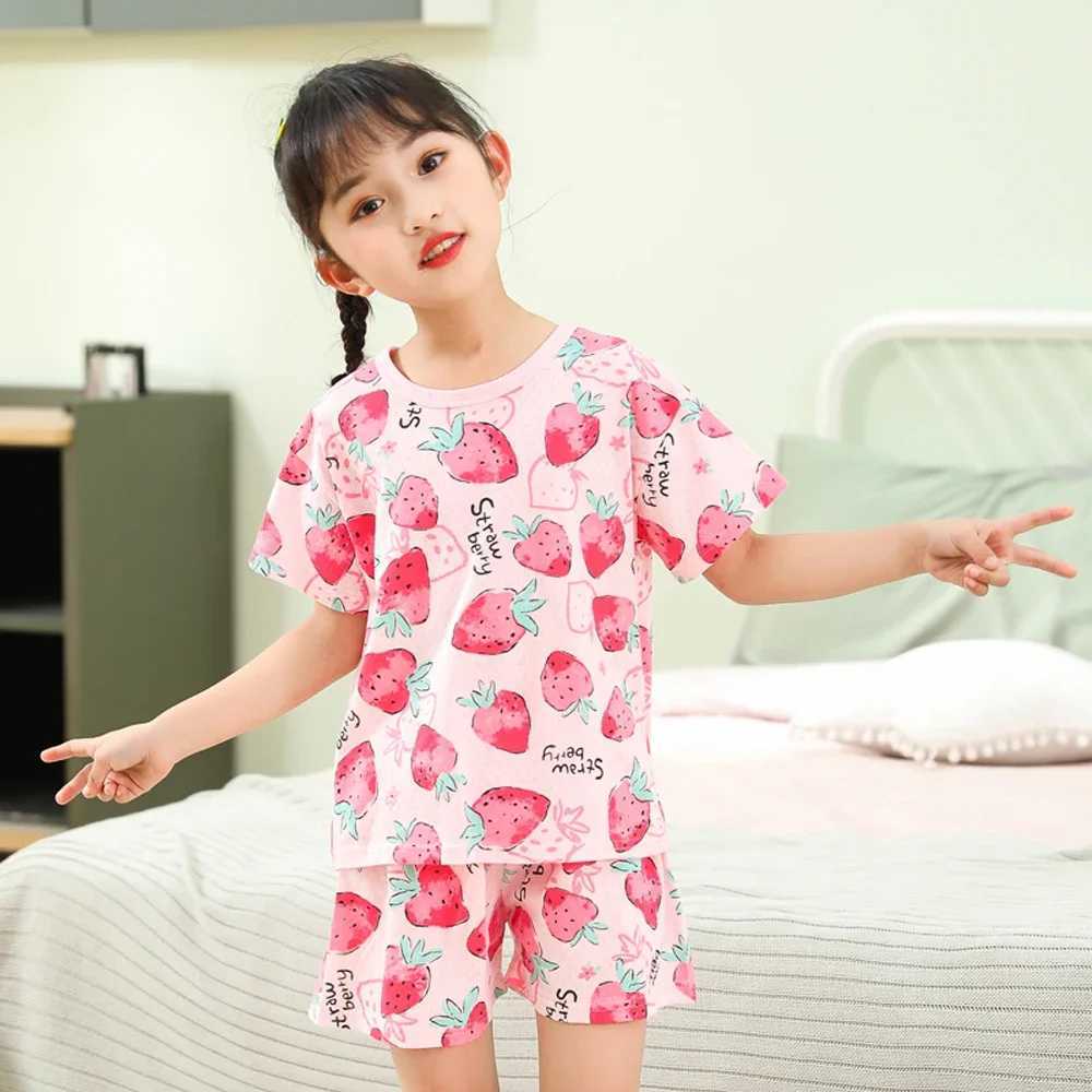 2 4 6 8 10 Year Childrens Pajama Set Childrens Summer Pajamas Cotton Boys Pajamas Baby Pajamas Short Sleeve Girls PajamasW240716