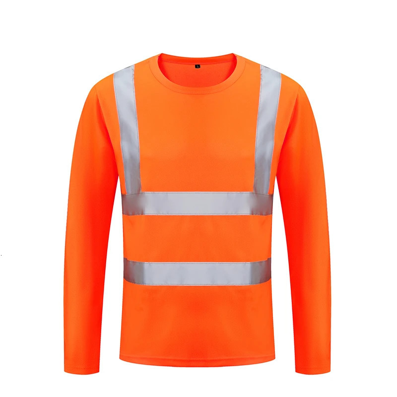 Fluorescent Yellow High Visibility Shirts Reflective Safety tShirt Long Sleeve Hi Vis Shirt Quick Dry Construction Work Wear 240717