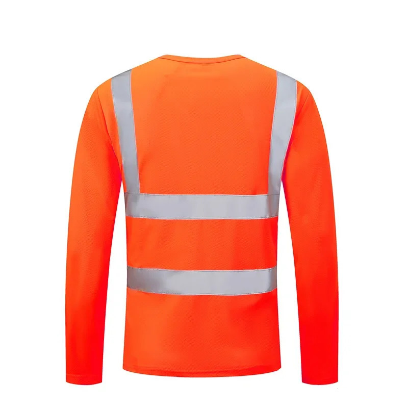 Quick Dry Round Neck Long Sleeve Teenager Reflective Tshirt Uv Protection Short Sleeves Construction Site Outdoor Clothing 240715