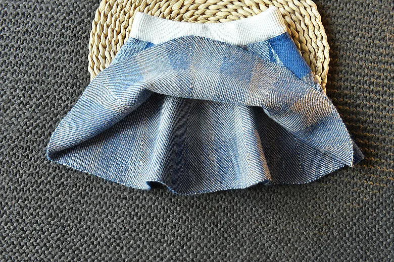 Girls Sets ChildrenS Clothing Autumn Winter Plaid Bow School Student Suit Knit Sweater Short Skirt 2pcs Kids Outfits 240713