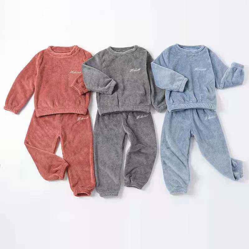 2 pieces/set of Autumn childrens coral velvet pajamas baby boys and girls winter with thick velvet childrens pajamas warm family set childrens clothin