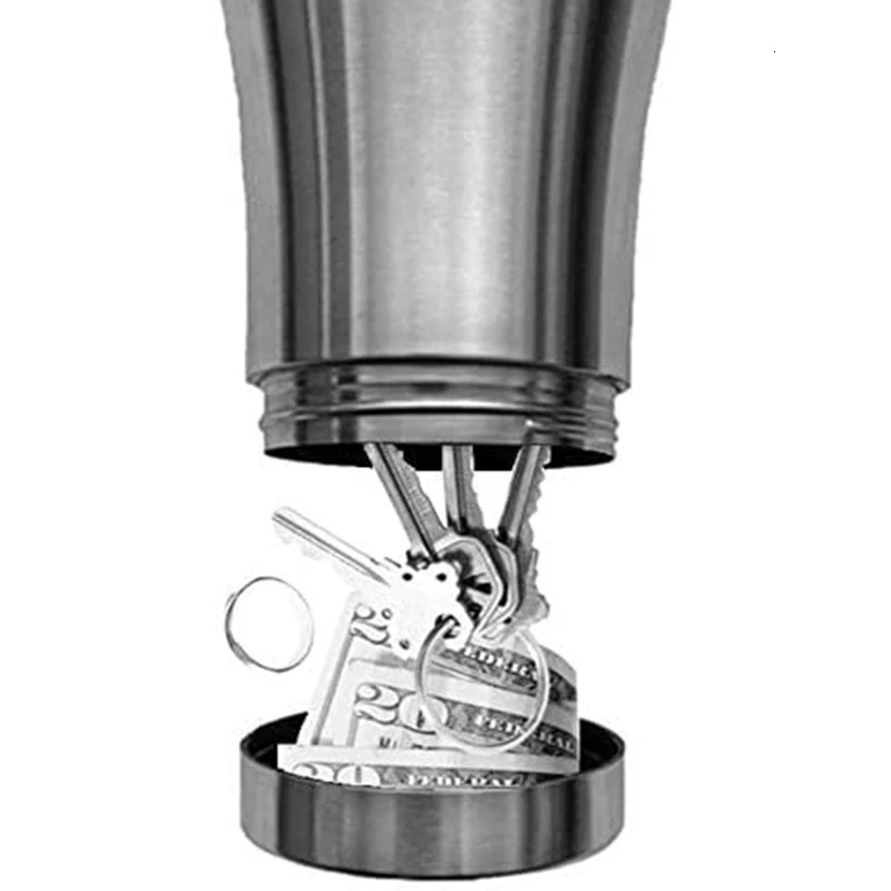 Stainless Steel Coffee Mug Tumbler Diversion Safe Water Bottle Stash Box Hidden Bottom Storage 240719