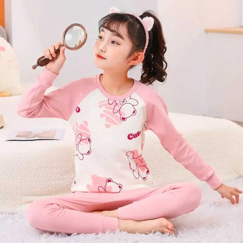 Childrens Pajama Set Avocado Printed Pajama Casual Autumn Childrens Baby Indoor Clothing Childrens Winter UnderwearW240716
