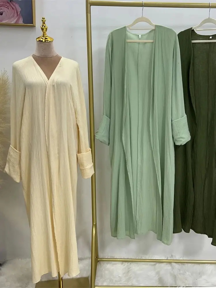 Modest Kimono Abaya Dubai Muslim Sets Islam Kaftan Dresses Ka Robe Femme Musulmane Abayas For Women Caftan Marocain Djellaba 240712