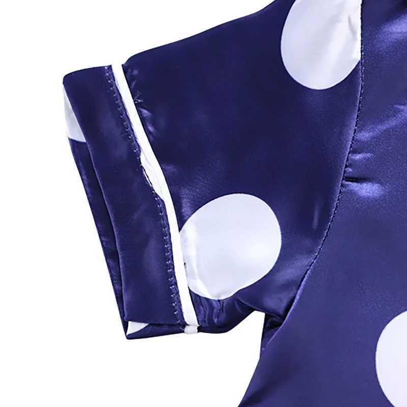 Autumn Baby Silk Pajamas Kids Girls Boys Pyjamas Clothes Point Print Sleepwear Set Short sleeved shirt top+pants 2PCS pajamasW240716