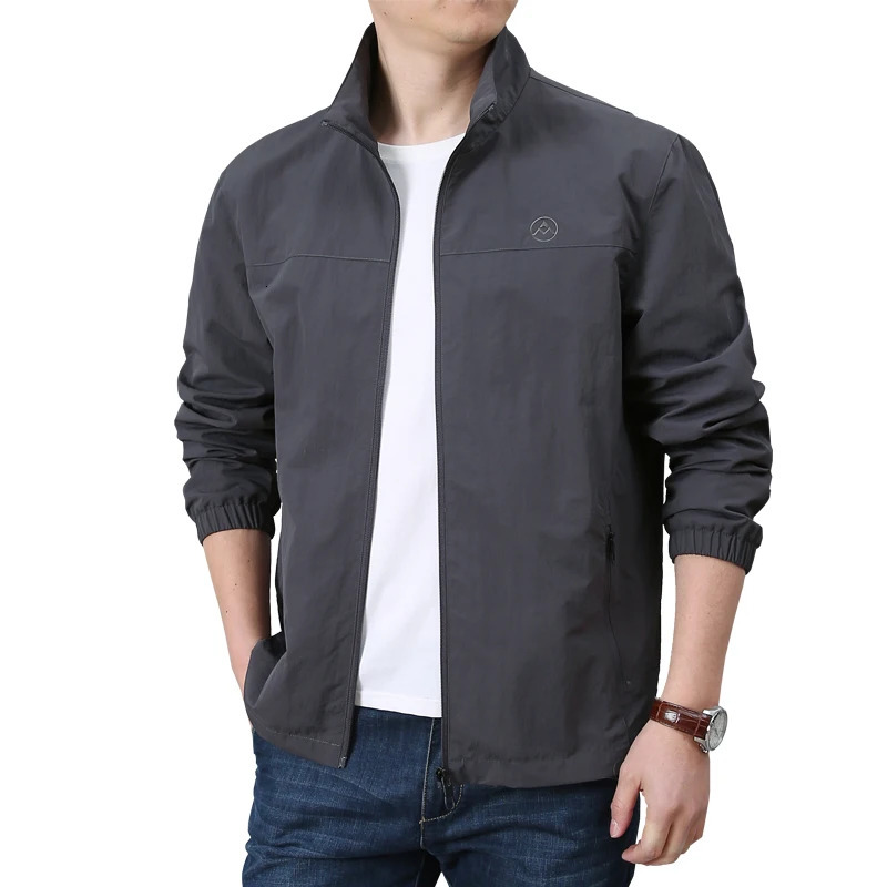 Autumn And Spring Mens Casual Jacket Outdoor Clothing Work Windproof Standing Collar Loose Baseball 240712