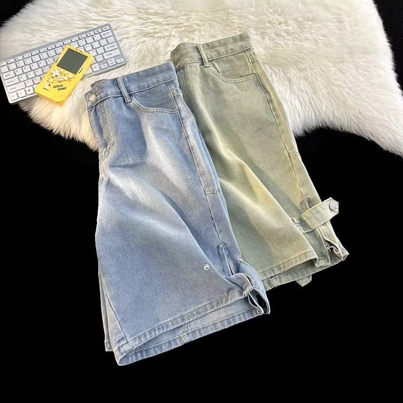 High street jeans shorts for boys summer 2023 new five quarter American casual loose and versatile trendy pants