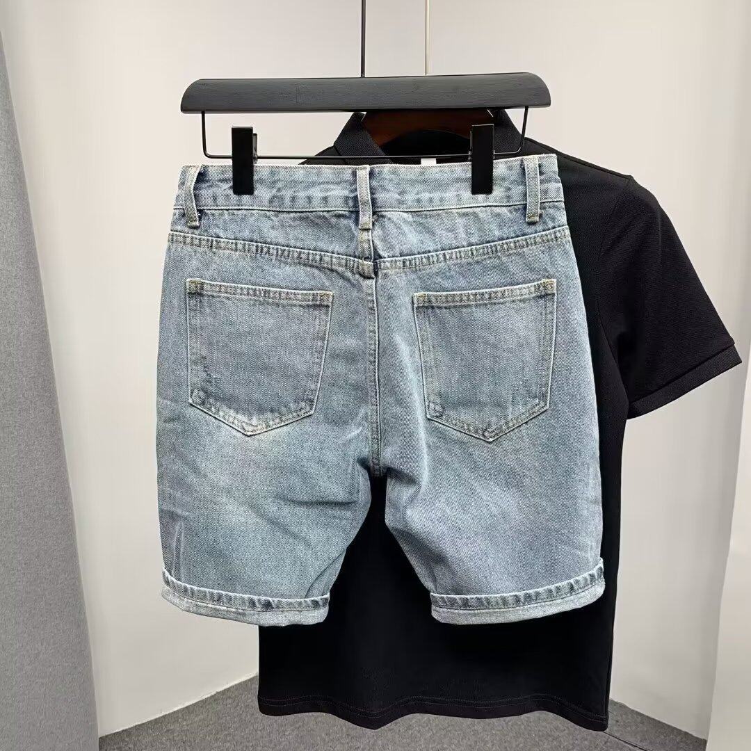 Simts Denim s Men's Summer New Retro Washed Knee Length Bermuda Male Short Jeans Streetwear