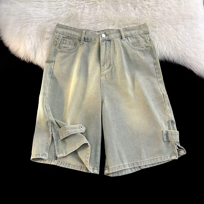 High street jeans shorts for boys summer 2023 new five quarter American casual loose and versatile trendy pants