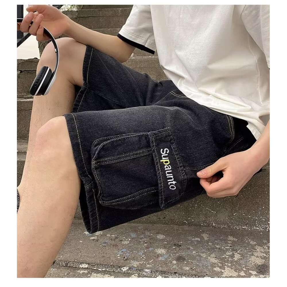 Boys' summer thin style, medium to large boys' denim shorts, workwear pants, loose fitting, and five point outerwear for children's pan