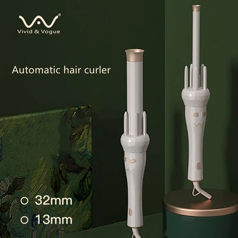 Vivid Vogue White Purple 2 Colors Replacement Professional Portable Auto Rotating Curling Iron 32mm 13mm Hair Iron Genuine US 240717