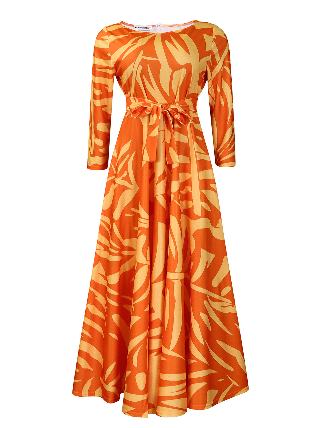 Spring new fashionable temperament lace up print African plus size mid length dress