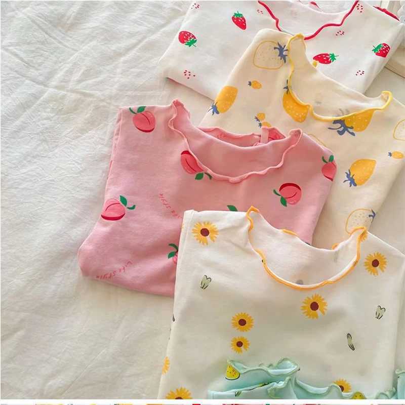 2024 New Summer Girls Clothing Pajamas Short Sleeves Cartoon Fruit Lounge Clothing Childrens Clothing Pajamas 1 2 3 4 YearsW240716