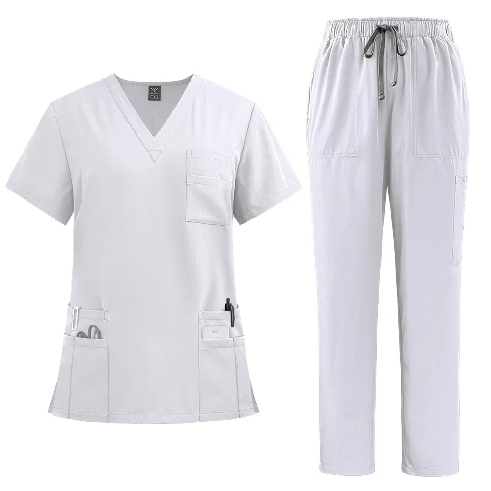 Slim Fit Scrubs Sets Women Uniforms Hospital Doctors Clothing Nurses Accessories Dental Clinic Beauty Salon Spa Workwear 240715