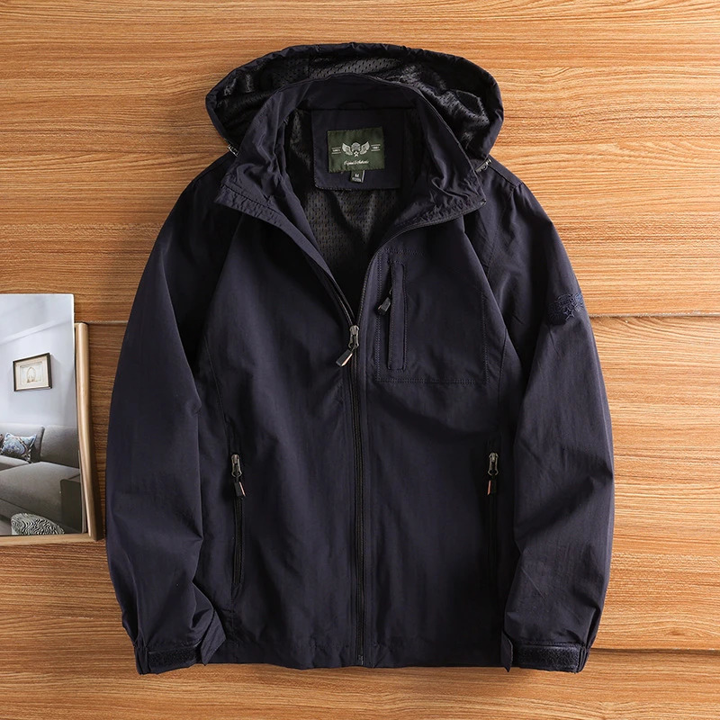 Mens Windbreaker Jackets For Men Motorcycle Helmet Clothing Waterproof Hooded Jacket Camping Outdoor Hiking Coat 240712
