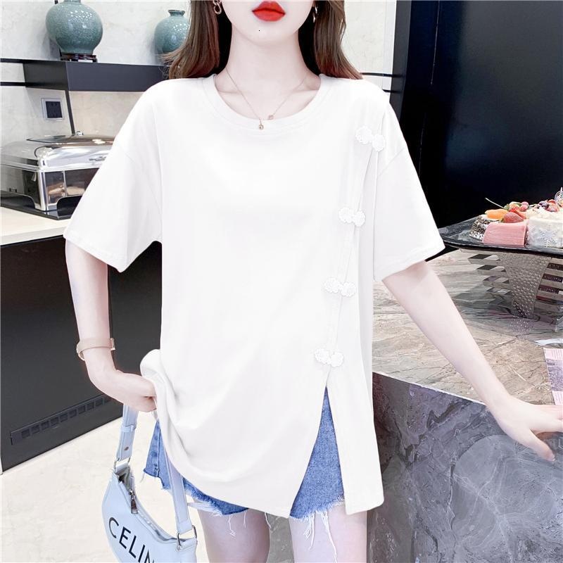 2-300 split sleeve clothing in of 2023, the easy C2-300 jin long slit sleeved T-shirt for women's summer 2023 new loose and chic short style stun